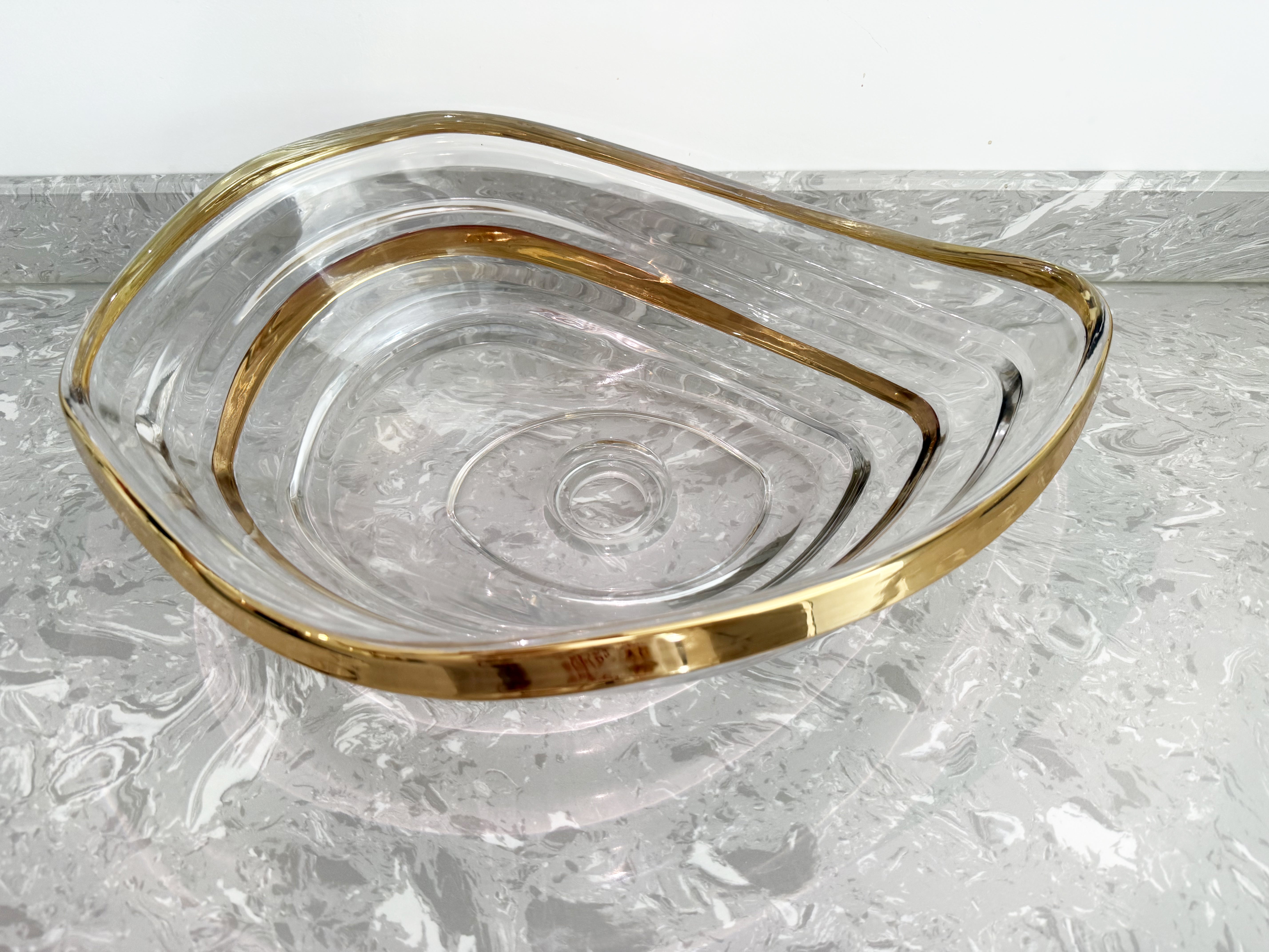 Gold Inlay Glass Vessel Sink, Modern Vanity Bowl with Pop-Up Drain for Bathroom | LAV-FWS100
