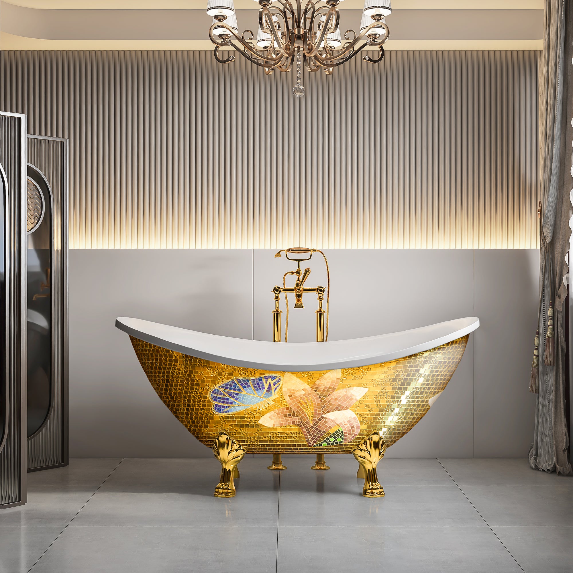 bathtub bath tub bathroom freestanding luxury acrylic fiberglass soaking cast iron clawfoot-Fanwin