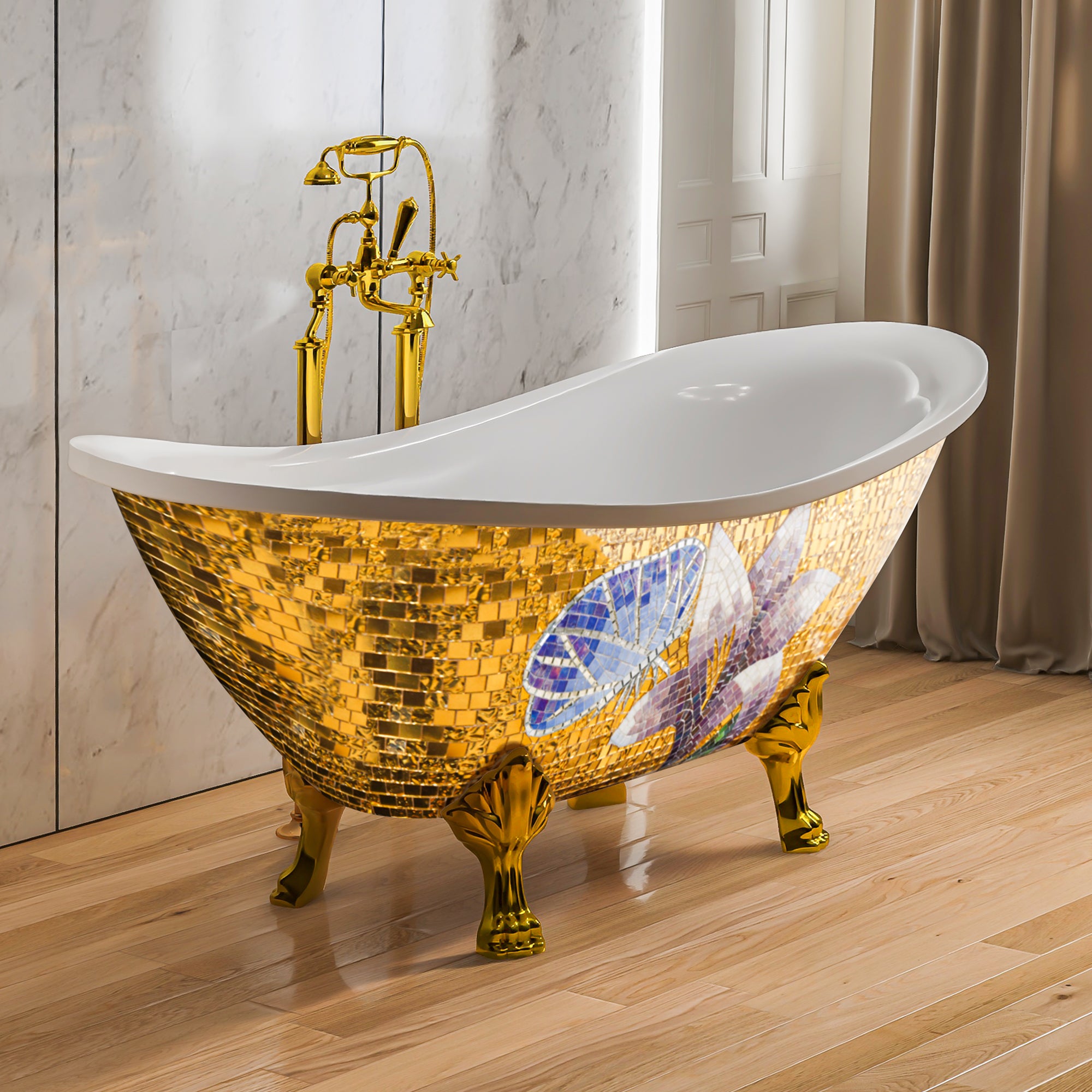 bathtub bath tub bathroom freestanding luxury acrylic fiberglass soaking cast iron clawfoot-Fanwin