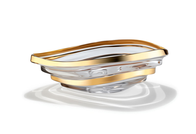 Gold Inlay Glass Vessel Sink, Modern Vanity Bowl with Pop-Up Drain for Bathroom | LAV-FWS100