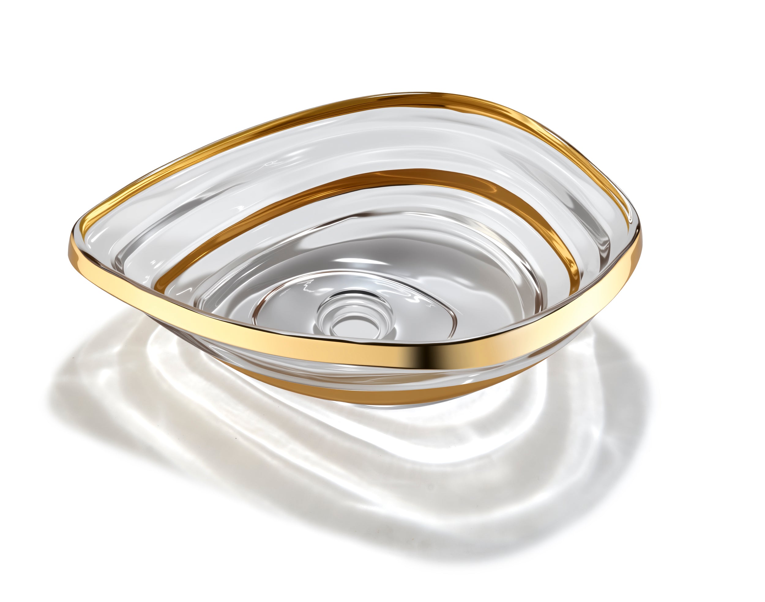 Gold Inlay Glass Vessel Sink, Modern Vanity Bowl with Pop-Up Drain for Bathroom | LAV-FWS100