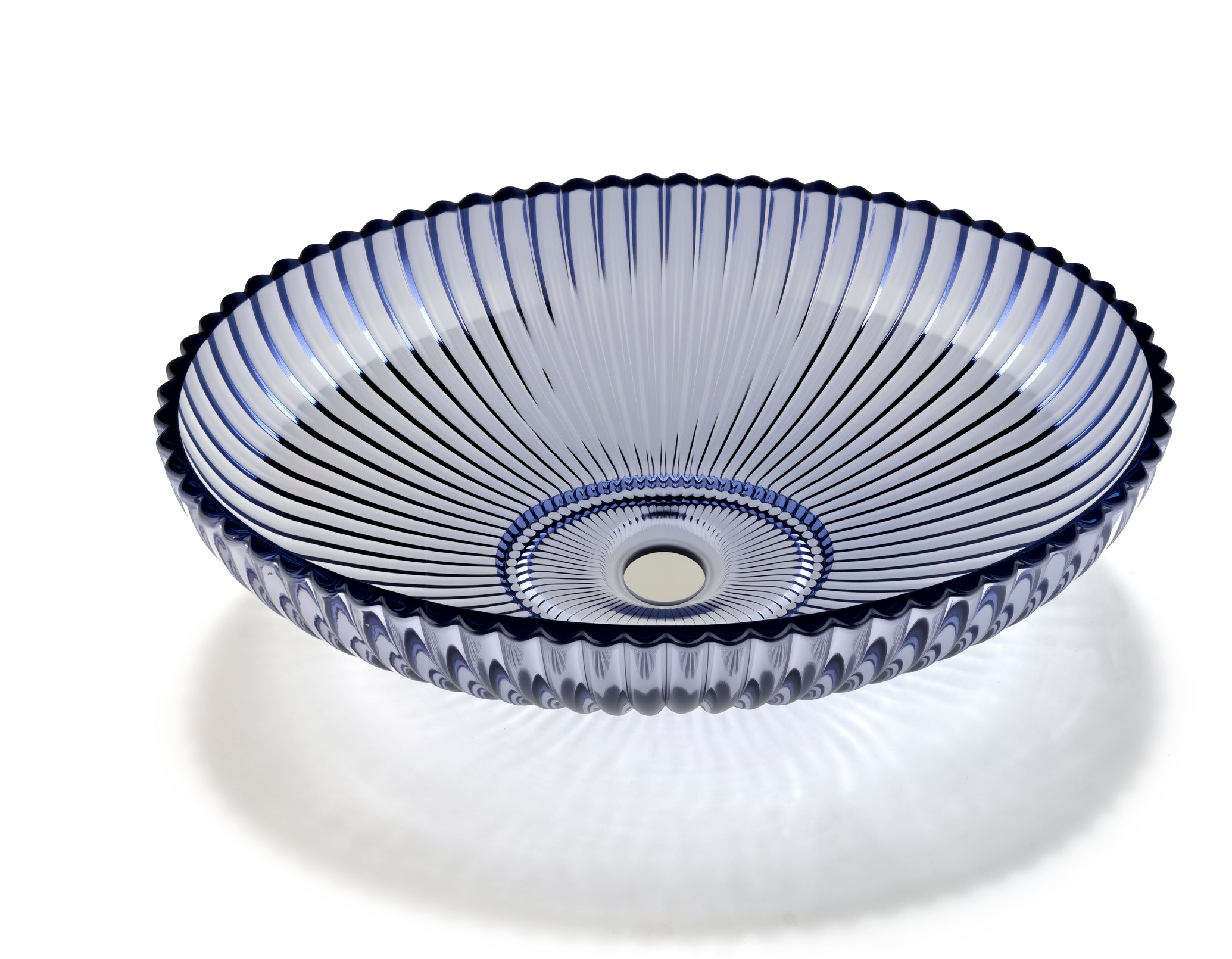 Sleek Transparent blue-violet Glass Vessel Sink - Smooth (Non-Sandy) Finish with Pop-Up Drain, Ideal for Vanity Countertops | Model LAV-FWS105