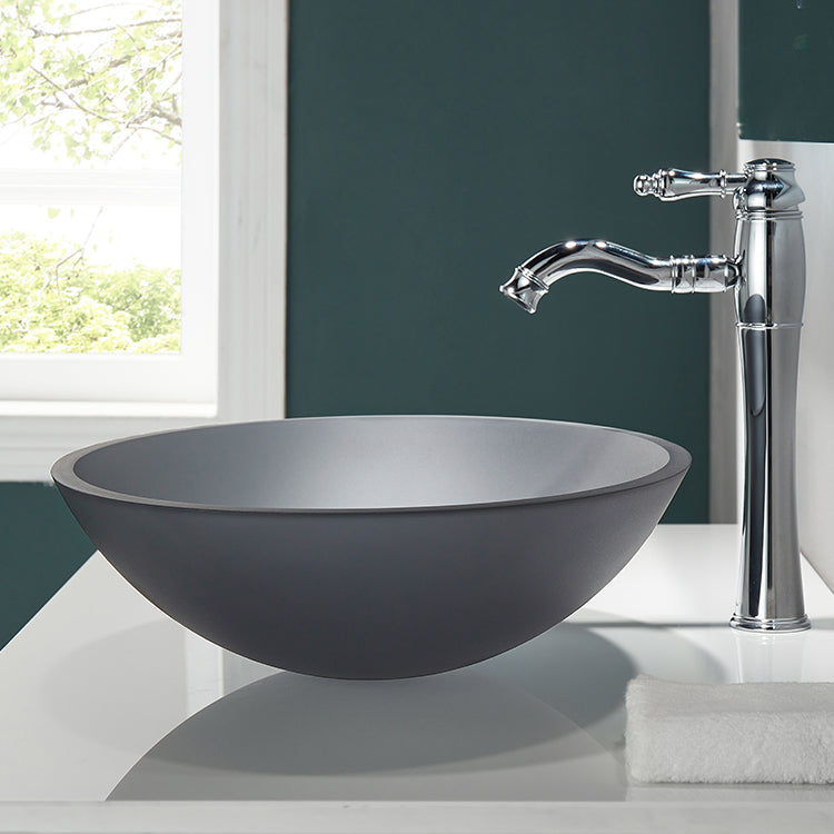 Basin Sink Tempered Glass Hand Wash Basin Macaron Matte Black Bathroom CUPC Certification-Fanwin