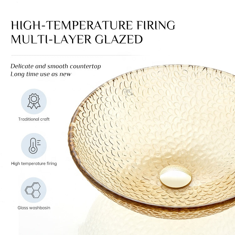 Basin Sinks Pedestal Bathroom Freestand Transparent Orange Tempered Glass CUPC Certification-Fanwin