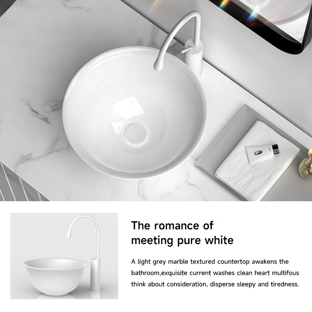 basin sink vessel faucets bathroom matte green ceramic freestanding art wash pedestal-Fanwin