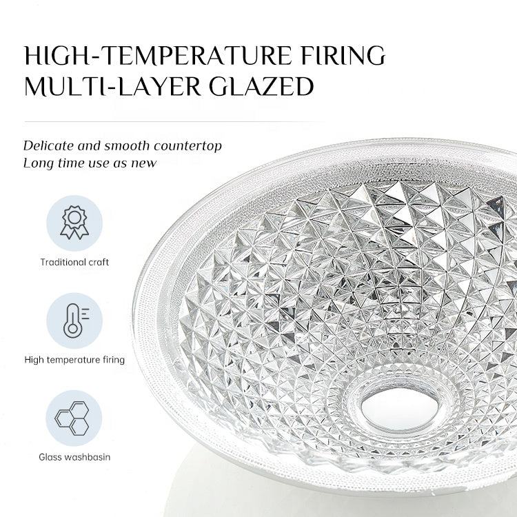 Basin Bathroom Sink Design Pedestal Macaron Tempered Glass Vessel CUPC Certification-Fanwin