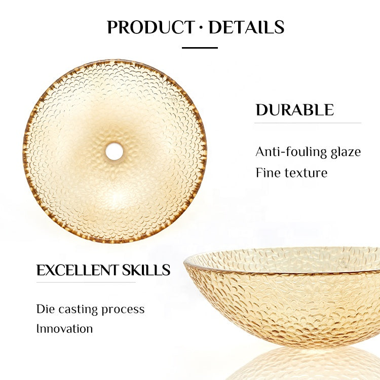 Basin Sinks Pedestal Bathroom Freestand Transparent Orange Tempered Glass CUPC Certification-Fanwin