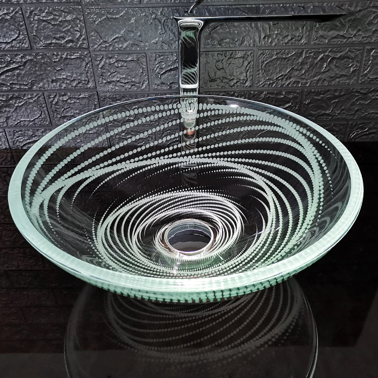basin sink bathroom clear tempered glass vessel art feather laser crystal CUPC Certification-Fanwin