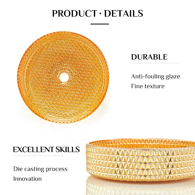 Basin Sink Faucets Pedestal Tempered Glass Bathroom Design Vessel Electroplating Orange CUPC Certification-Fanwin