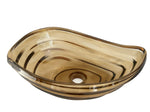 Transparent Amber Glass Vessel Sink, Modern Vanity Bowl with Pop-Up Drain for Bathroom | LAV-FWS102