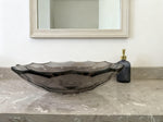 Transparent grey Glass Vessel Sink, Modern Vanity Bowl with Pop-Up Drain for Bathroom | LAV-FWS103