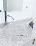 Modern Crystal Diamond Glass Vessel Sink FANWIN STAR LAV-FWS104 |Pop Up Drain for Bathroom Vanity