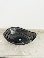 Transparent gray Glass Vessel Sink, Modern Vanity Bowl with Pop-Up Drain for Bathroom | LAV-FWS101