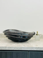 Transparent gray Glass Vessel Sink, Modern Vanity Bowl with Pop-Up Drain for Bathroom | LAV-FWS101