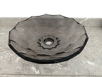 Transparent grey Glass Vessel Sink, Modern Vanity Bowl with Pop-Up Drain for Bathroom | LAV-FWS103