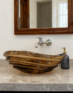 Transparent Amber Glass Vessel Sink, Modern Vanity Bowl with Pop-Up Drain for Bathroom | LAV-FWS102