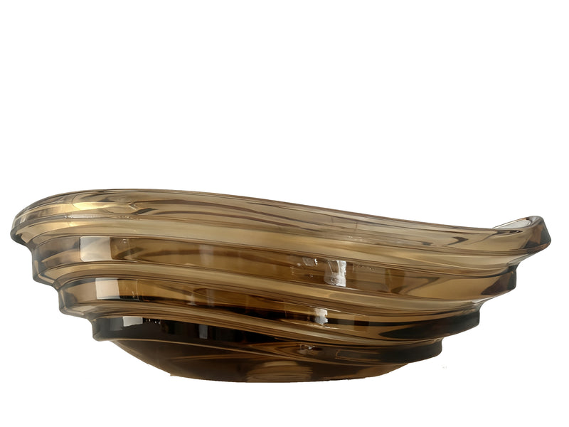 Transparent Amber Glass Vessel Sink, Modern Vanity Bowl with Pop-Up Drain for Bathroom | LAV-FWS102