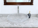 Modern Crystal Diamond Glass Vessel Sink FANWIN STAR LAV-FWS104 |Pop Up Drain for Bathroom Vanity