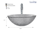 FANWIN STAR Pearl Series Glass Vessel Sink  In Gray Top Raindrop Mount Sinks Above Countertop | Vanity Countertop Sink Bowl with Pop Up Drain | FW-LA633