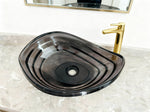 Transparent gray Glass Vessel Sink, Modern Vanity Bowl with Pop-Up Drain for Bathroom | LAV-FWS101