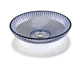 Sleek Transparent blue-violet Glass Vessel Sink - Smooth (Non-Sandy) Finish with Pop-Up Drain, Ideal for Vanity Countertops | Model LAV-FWS105