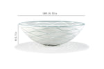 White Wave-Patterned Clear Glass Vessel Sink with Pop-Up Drain – Artistic Handcrafted Design, Smooth Finish, Ideal for Bathroom Vanity Upgrades | Model LAV-FWS107