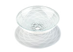 White Wave-Patterned Clear Glass Vessel Sink with Pop-Up Drain – Artistic Handcrafted Design, Smooth Finish, Ideal for Bathroom Vanity Upgrades | Model LAV-FWS107