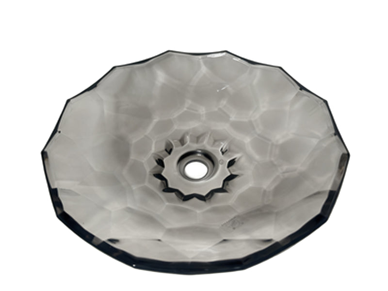 Transparent grey Glass Vessel Sink, Modern Vanity Bowl with Pop-Up Drain for Bathroom | LAV-FWS103