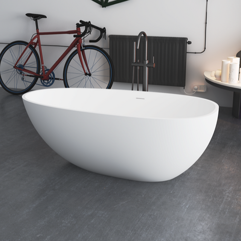 bathtub artificial stone soaking freestanding bathroom oval Italian modern Elegant stone hotel-Fanwin