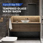 basin sink bathroom clear tempered glass vessel art feather laser crystal CUPC Certification-Fanwin