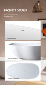 bathtub artificial stone soaking freestanding bathroom oval Italian modern Elegant stone hotel-Fanwin