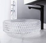 basin sink bathroom glass vessel wash crystal hotel pedestal art handmade-Fanwin