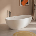 bathtub artificial stone soaking freestanding bathroom oval Italian modern Elegant stone hotel-Fanwin