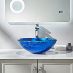 washbasin sink wash hand basin bathroom round blue vessel glass sanitary ware CUPC Certification-Fanwin