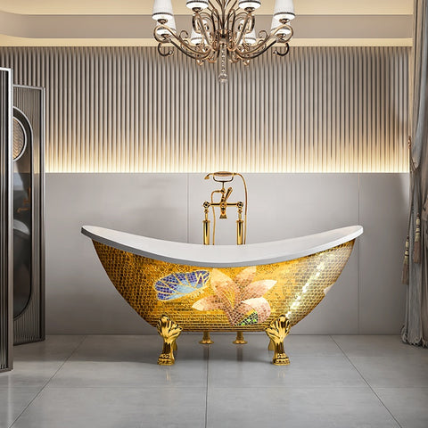 bathtub bath tub bathroom freestanding luxury acrylic fiberglass soaking cast iron clawfoot-Fanwin
