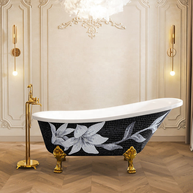 Bathtub Bathroom Classical Freestanding Acrylic Pattern Hotel Claw Iron Bathtub-Fanwin