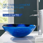 washbasin sink wash hand basin bathroom round blue vessel glass sanitary ware CUPC Certification-Fanwin