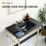 basin bathroom sink traditional stainless steel stand tempered glass classic wash-Fanwin