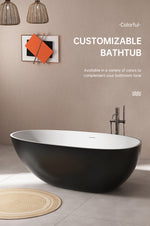 bathtub artificial stone soaking freestanding bathroom oval Italian modern Elegant stone hotel-Fanwin