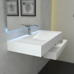 Basin Sink Bathroom Wash Wall Hung Basin Modern Luxury Rectangular White Solid-Fanwin