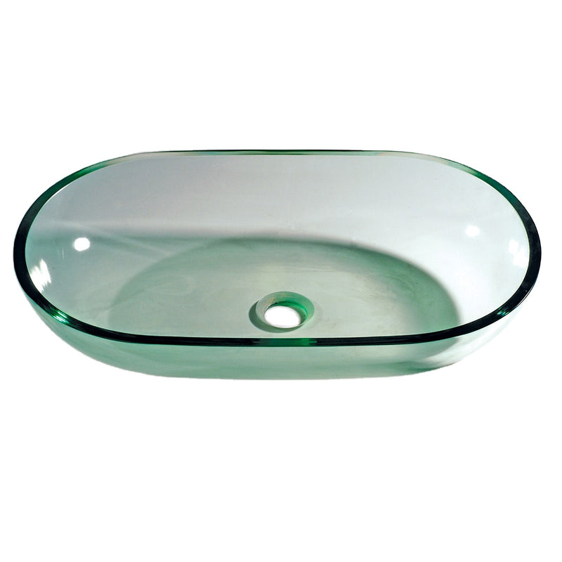 Basin Vessel Wash Sink Runway Tempered Glass Oval Race Track Basin Clear CUPC Certification-Fanwin