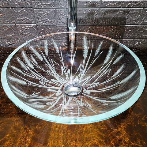 sink basin tempered glass clear vessel bathroom laser crystal-Fanwin