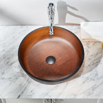 Basin Pedestal Sinks Brown Round Tempered Glass Basin Bathroom Vessel Macaron Translucent CUPC Certification-Fanwin