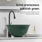 basin sink vessel faucets bathroom matte green ceramic freestanding art wash pedestal-Fanwin