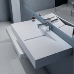 Basin Sink Bathroom Wash Wall Hung Basin Modern Luxury Rectangular White Solid-Fanwin