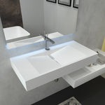 Basin Sink Bathroom Wash Wall Hung Basin Modern Luxury Rectangular White Solid-Fanwin