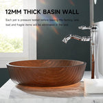 Basin Pedestal Sinks Brown Round Tempered Glass Basin Bathroom Vessel Macaron Translucent CUPC Certification-Fanwin