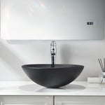 Wash Basin Sink Freestand Pedestal Tempered Glass Bathroom Matte Black Sink CUPC Certification-Fanwin