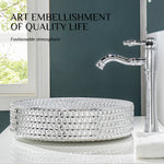 Bathroom Basin Sinks Vessel Faucets Pedestal Electroplating Silver Tempered Glass CUPC Certification-Fanwin