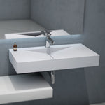 Basin Sink Bathroom Wash Wall Hung Basin Modern Luxury Rectangular White Solid-Fanwin